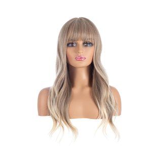 Long Wavy Wigs With Bangs Curly Wavy Wig Long Hair Wigs Heat Resistant Synthetic